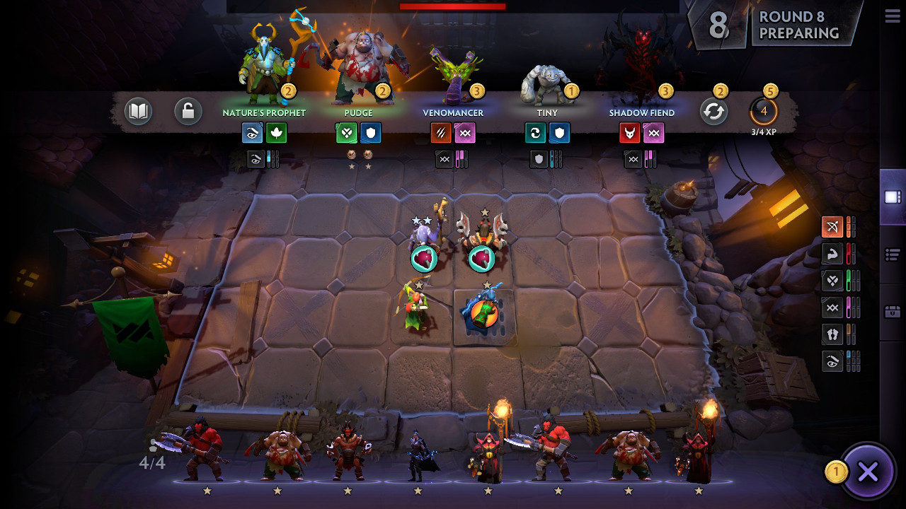 Dota Underlords buy screen