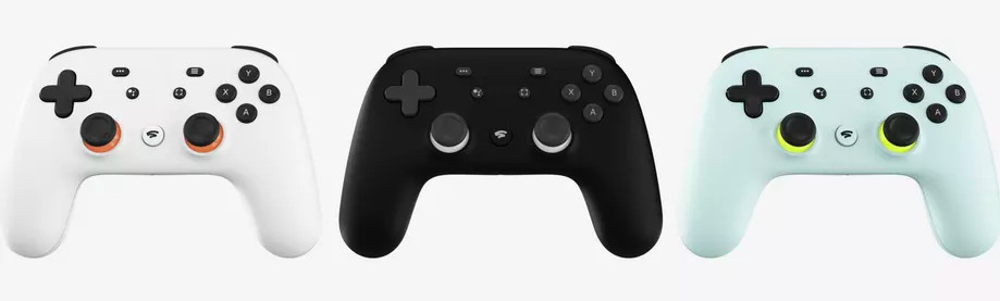 3 different Google Stadia controllers