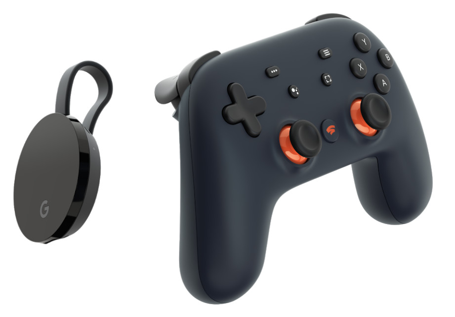 Stadia Founders Edition controller and Chromecast